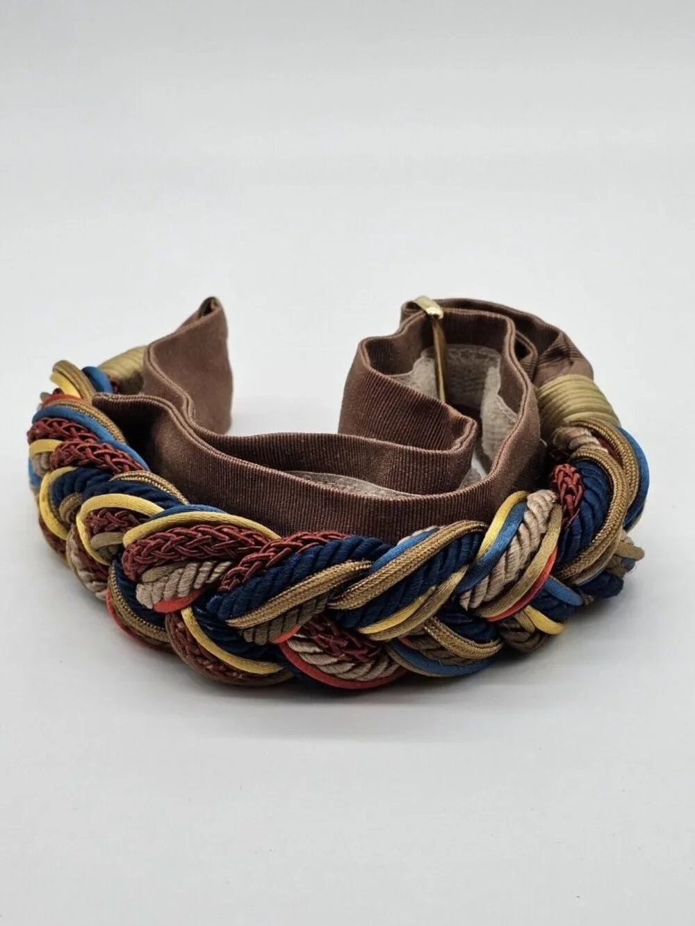 Carolyn Tanner Designs Inc Belt Brown Gold Braided Adjustable 80s Statement Belt